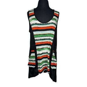 Aster by Firmiana Sleeveless Tunic Top Artsy Pockets Size 1X Casual Asymmetrical